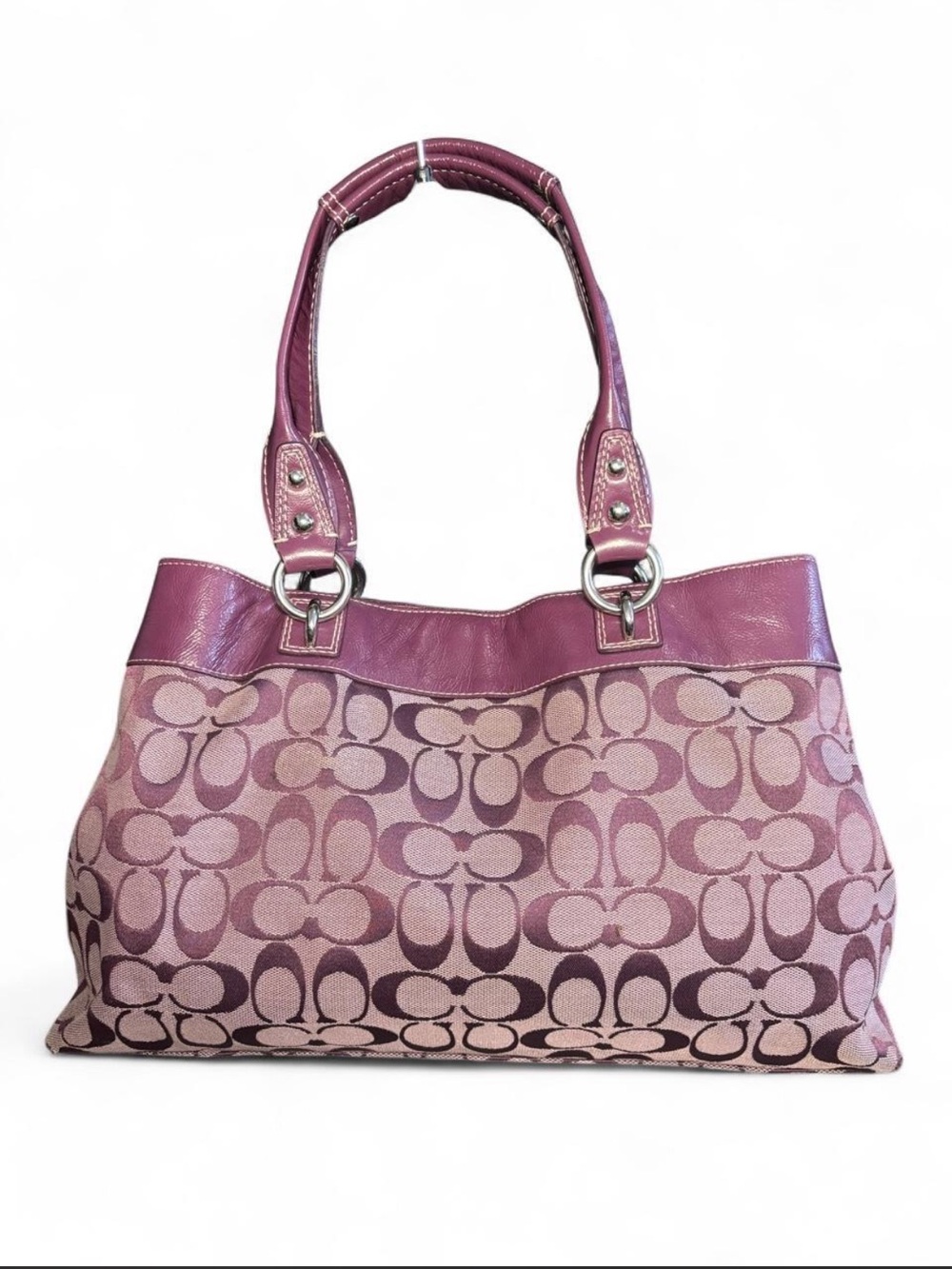 Coach F14569 Signature Purple Jacquard Gallery Tote Y2K Shoulder Bag - Picture 3 of 8